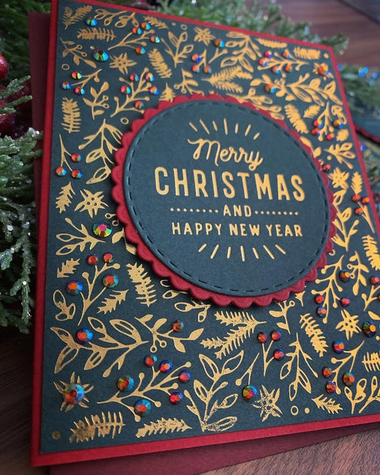 Traditional Foil and Gem Christmas Card
