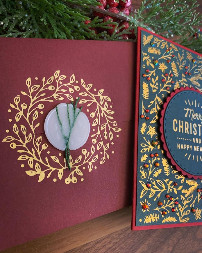 Traditional Foil and Gem Christmas Card