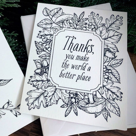 Letterpress Florals - Forest Border (Father's Day / Thank You Card)