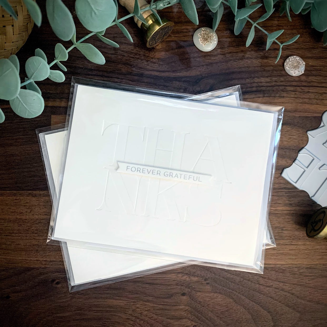 Letterpress Embossed "Thank You" Typography Card