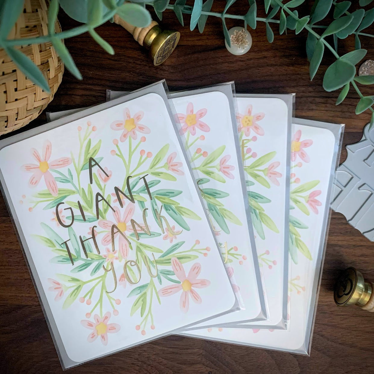 Gold Foil Spring Flowers (Birthday Card)