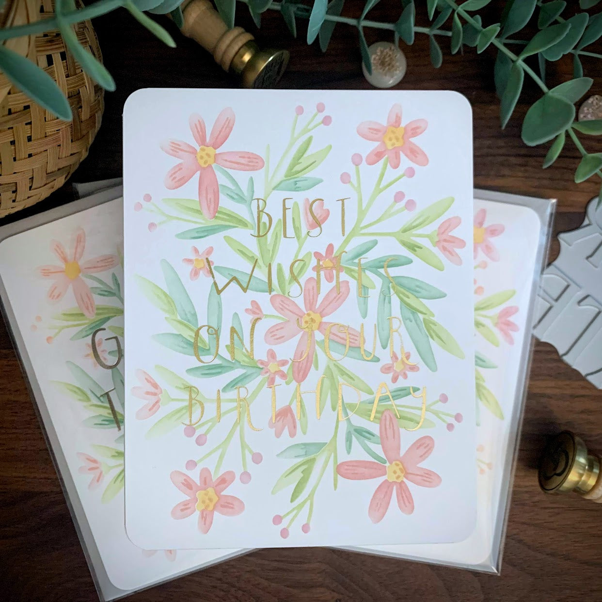 Gold Foil Spring Flowers Card (All-Occasion)