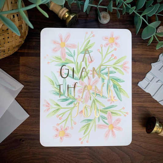 Gold Foil Spring Flowers (Thank You Card)