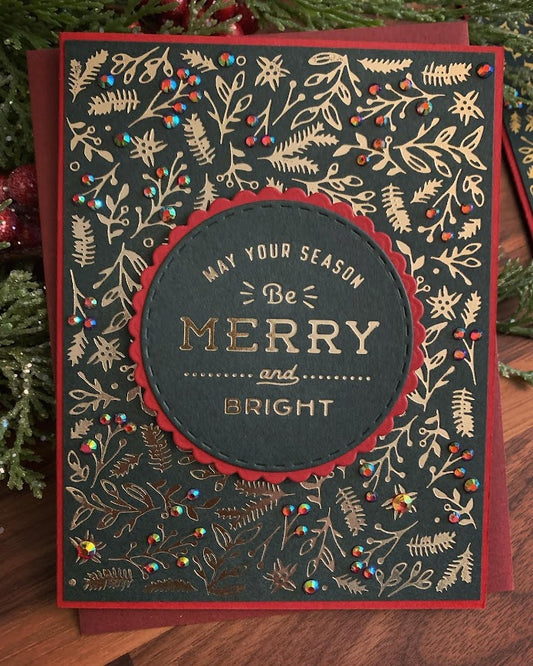 Traditional Foil and Gem Christmas Card