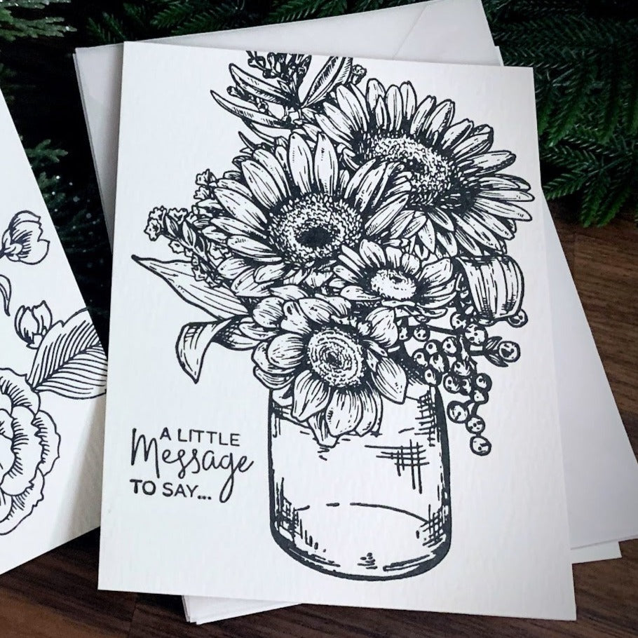 Letterpress Florals - Sunflower Jar (All-Occasion Card)