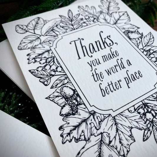 Letterpress Florals - Forest Border (Father's Day / Thank You Card)