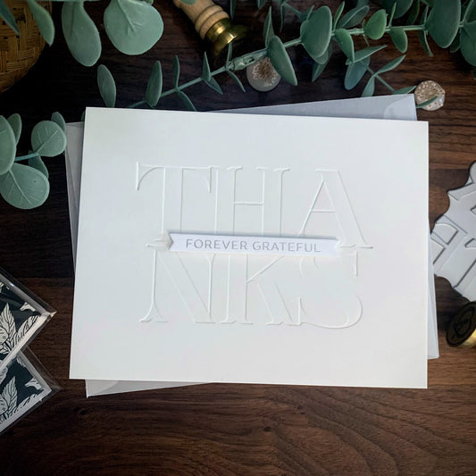 NEW Letterpress Embossed "Thank You" Card