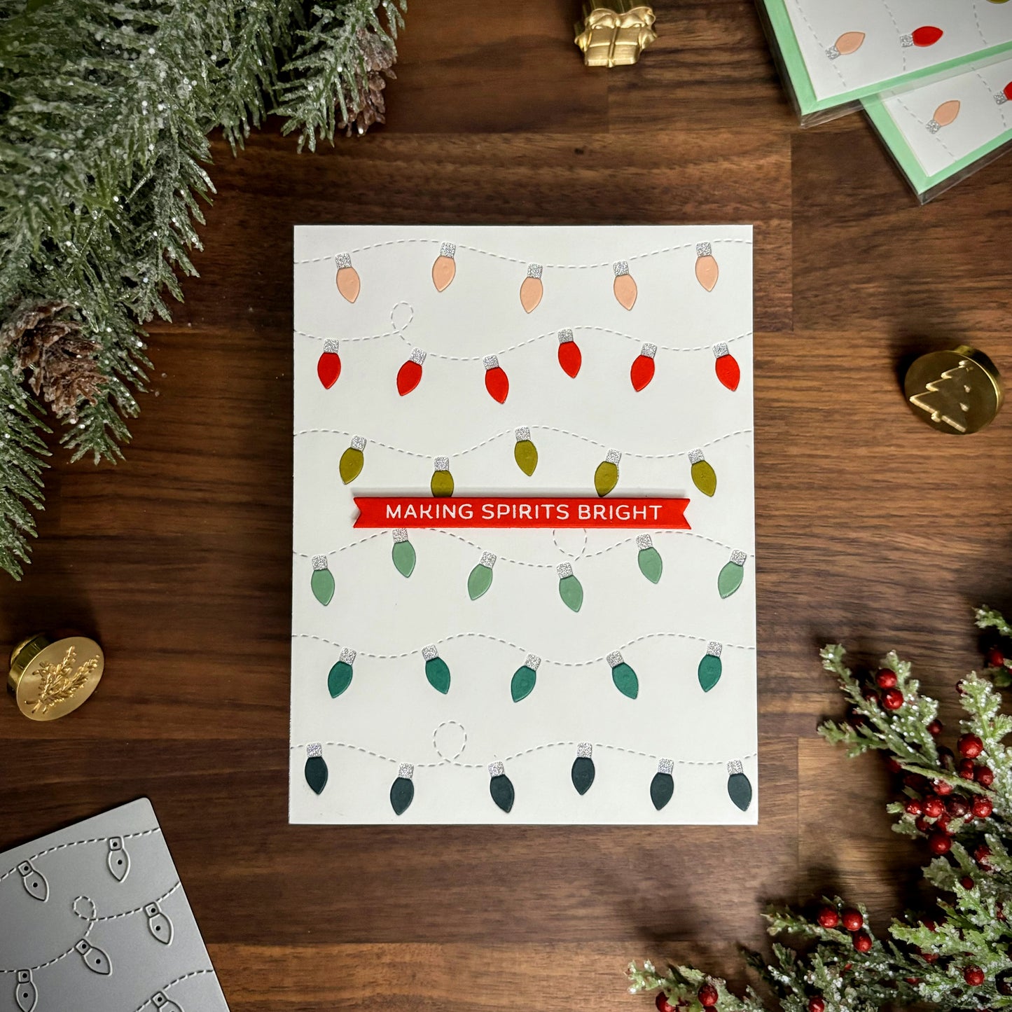 Christmas Lights Inlay Card (White)