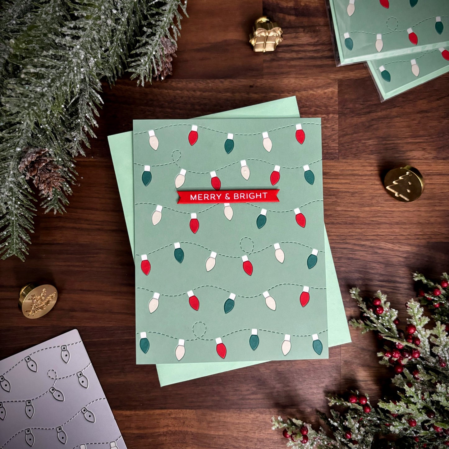 Christmas Lights Inlay Card (Teal)