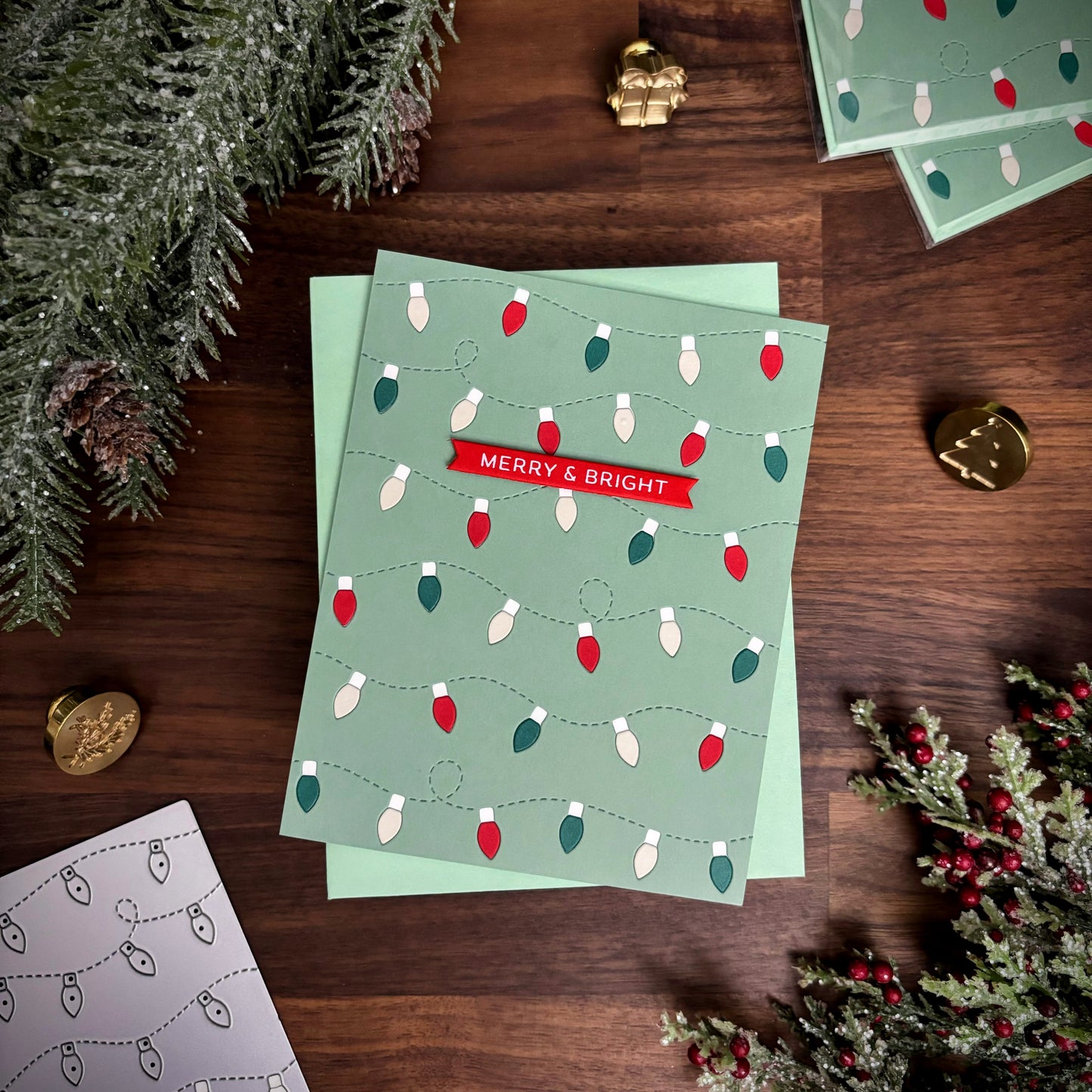 Christmas Lights Inlay Card (Teal)