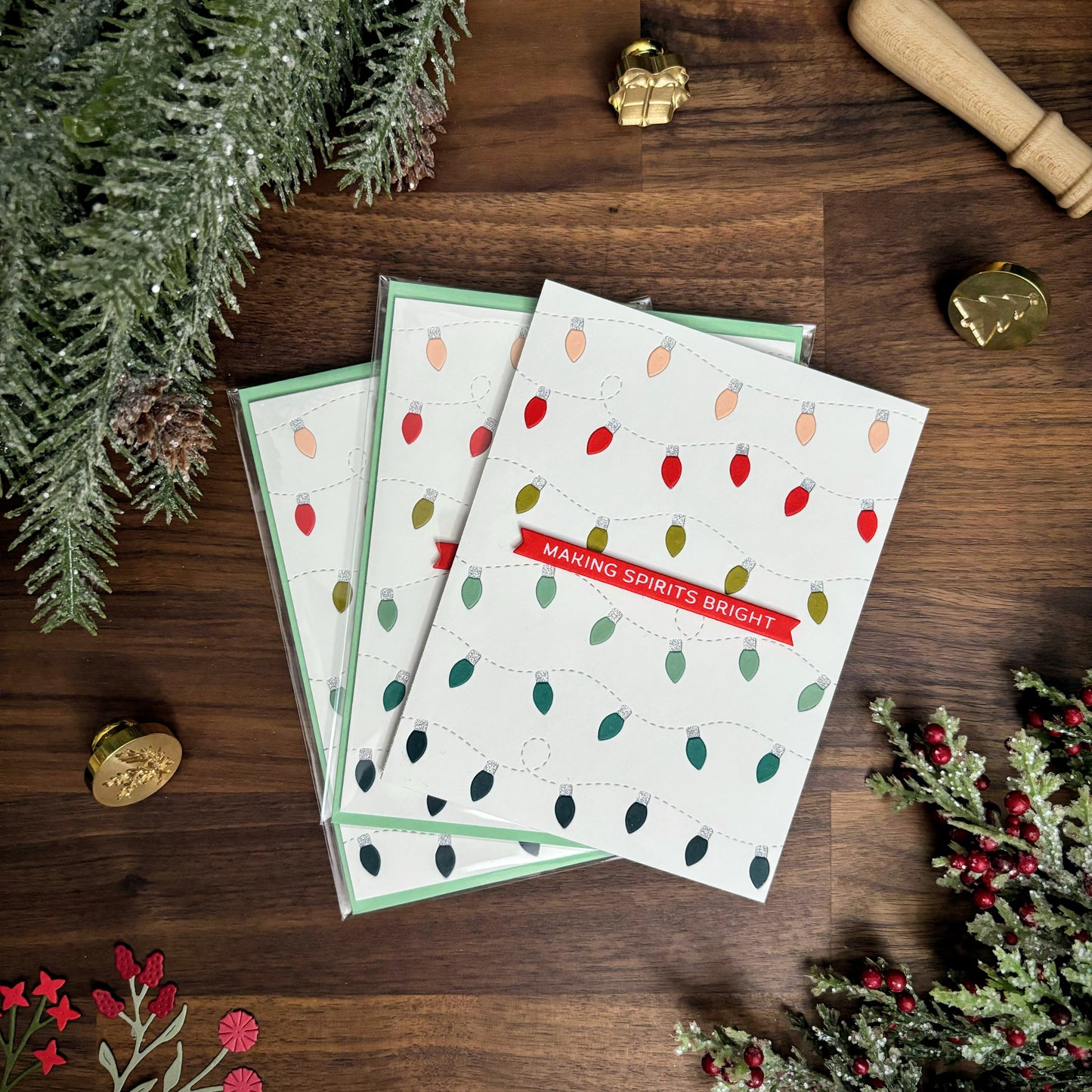 Christmas Lights Inlay Card (White)