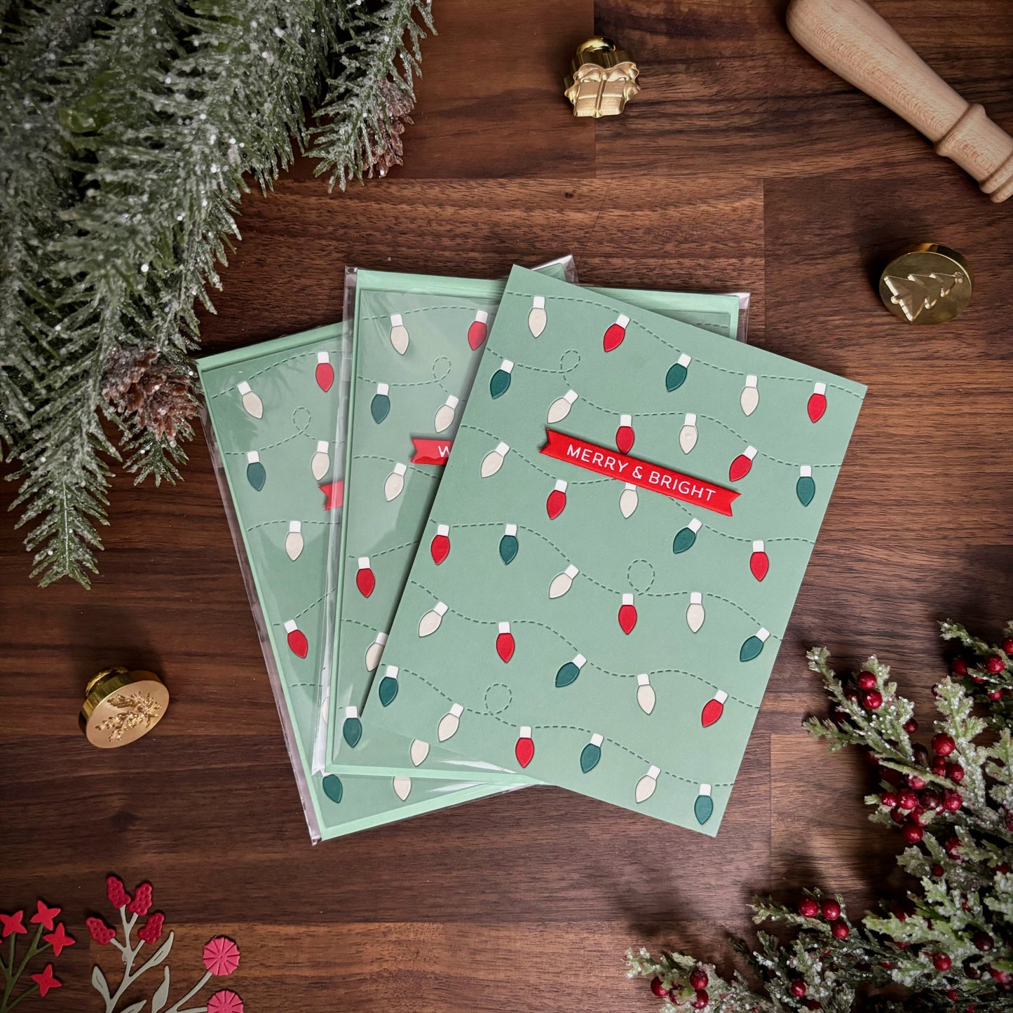 Christmas Lights Inlay Card (Teal)