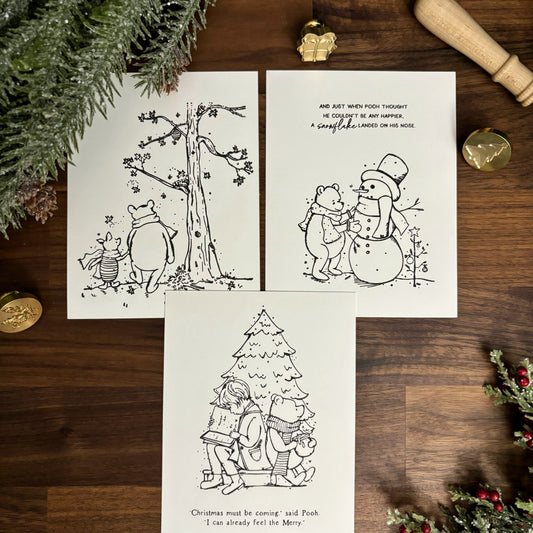 Card Colouring Kit - Winnie the Pooh Vintage Christmas